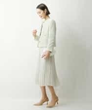 FMJDS12460 MICHEL KLEIN(ミッシェルクラン) [オリジナル素材]2WAYファンシーツイードノーカラージャケット アイボリー(80)