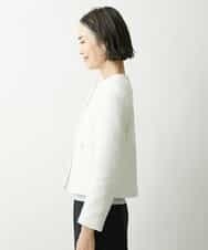 FMJDS12460 MICHEL KLEIN(ミッシェルクラン) [オリジナル素材]2WAYファンシーツイードノーカラージャケット アイボリー(80)