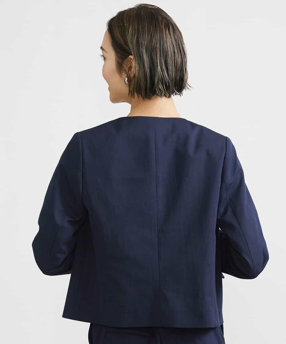 FMJDV05330 MICHEL KLEIN(ミッシェルクラン) トリコットカノコノーカラージャケット（背抜き/セットアップ対応） オフホワイト(81)