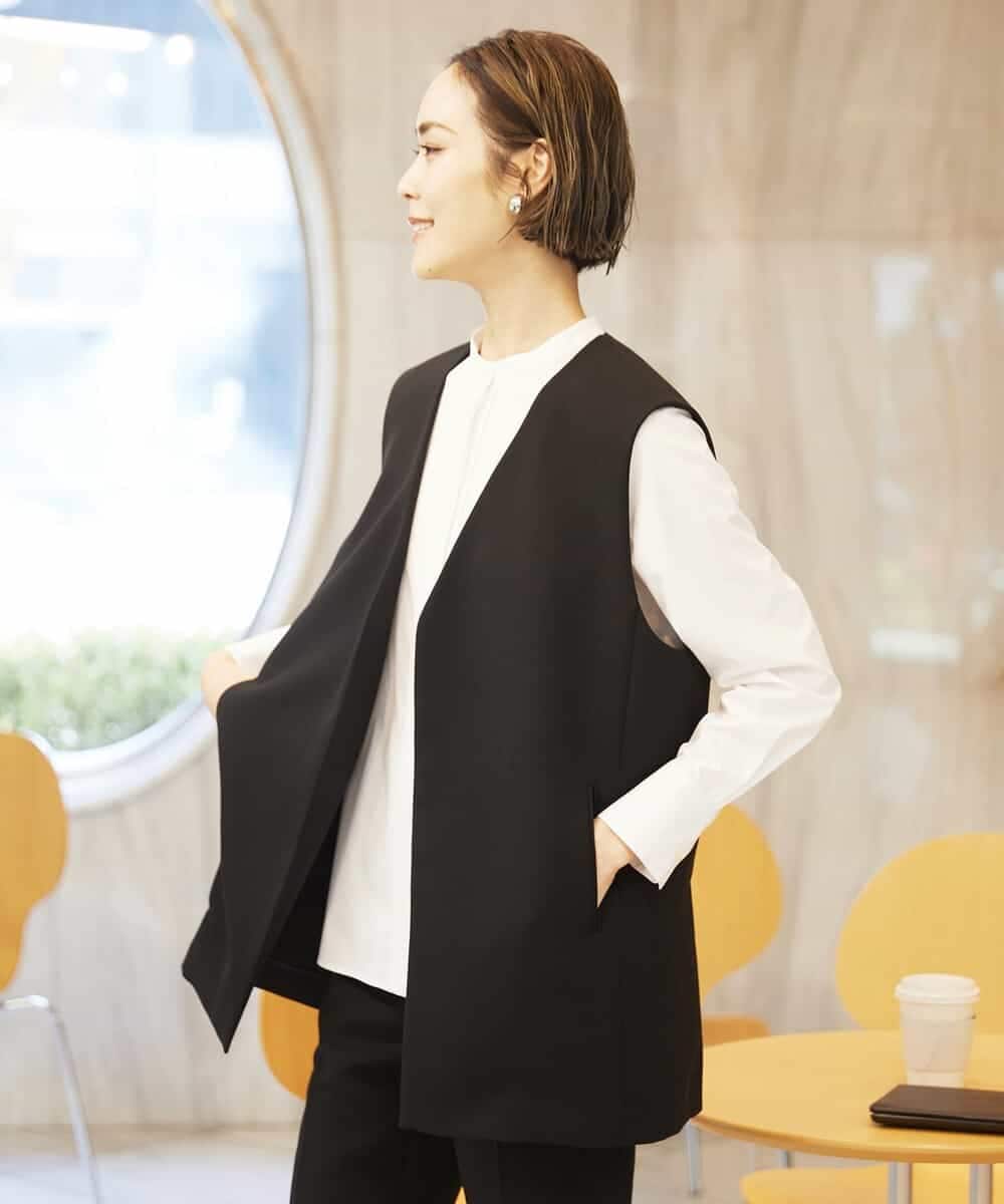 FMJDV15330 MICHEL KLEIN(ミッシェルクラン) [セットアップ対応]ジョーゼットノーカラージレ ブラック(94)