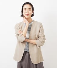 FMJFA01360 MICHEL KLEIN(ミッシェルクラン) ノーカラーリラクシージャケット ベージュ