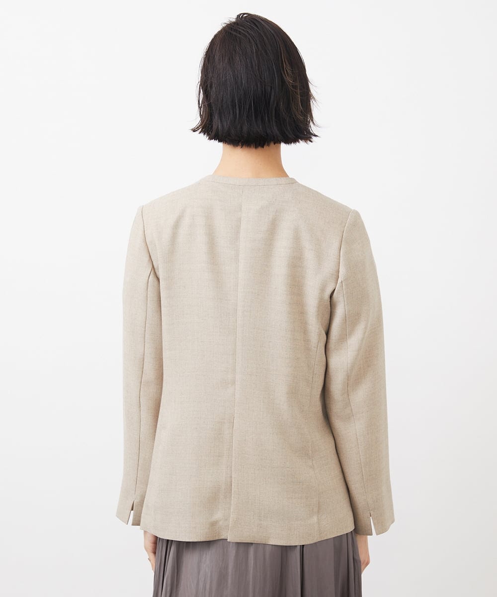 FMJFA01360 MICHEL KLEIN(ミッシェルクラン) ノーカラーリラクシージャケット ベージュ