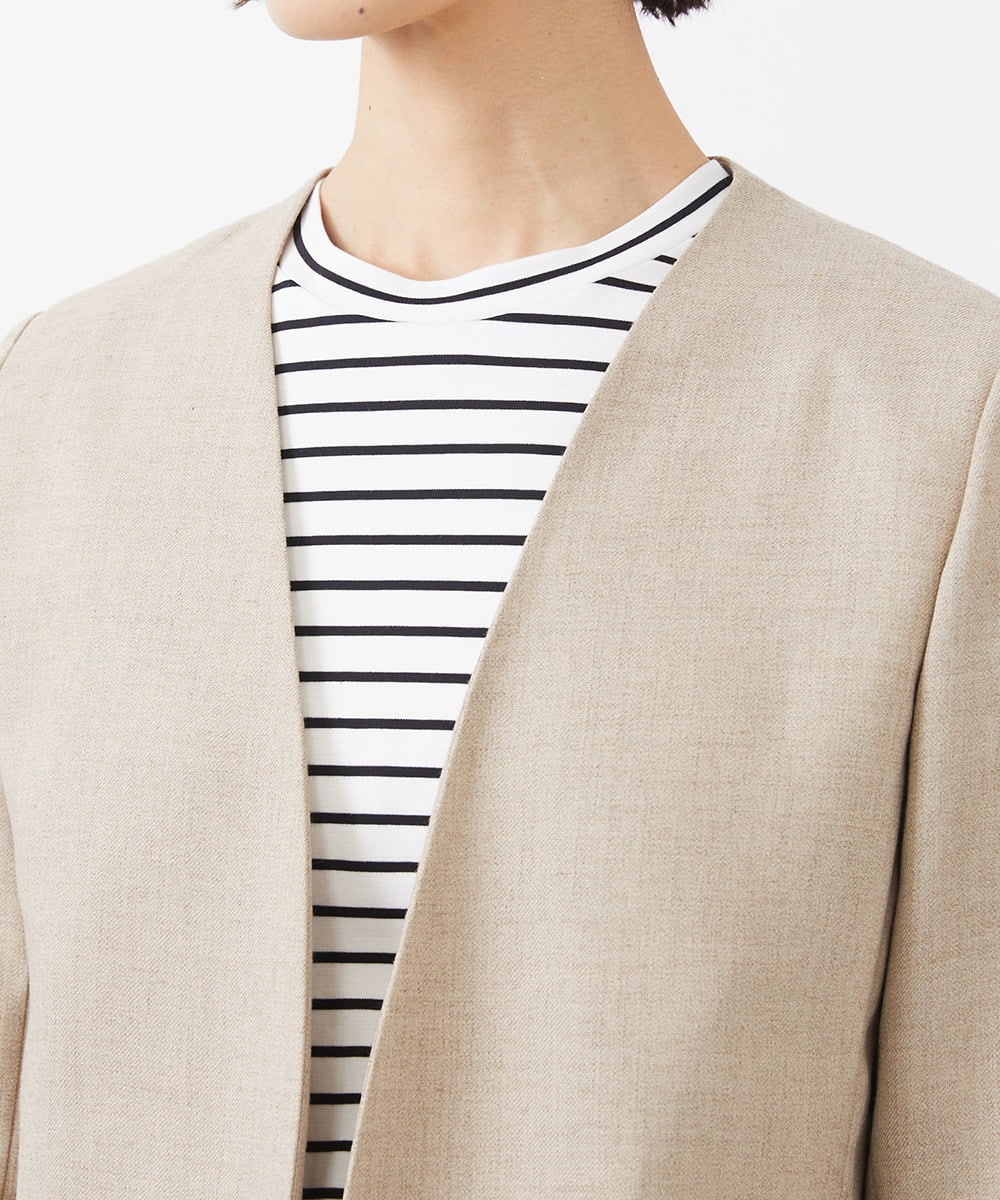 FMJFA01360 MICHEL KLEIN(ミッシェルクラン) ノーカラーリラクシージャケット ベージュ