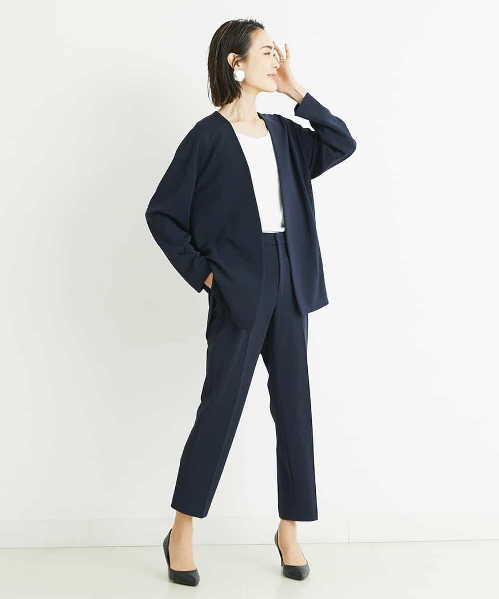 セットアップ対応 洗える ノーカラーロングジャケット ノーカラージャケット Michel Klein ミッシェルクラン イトキンオンラインストア