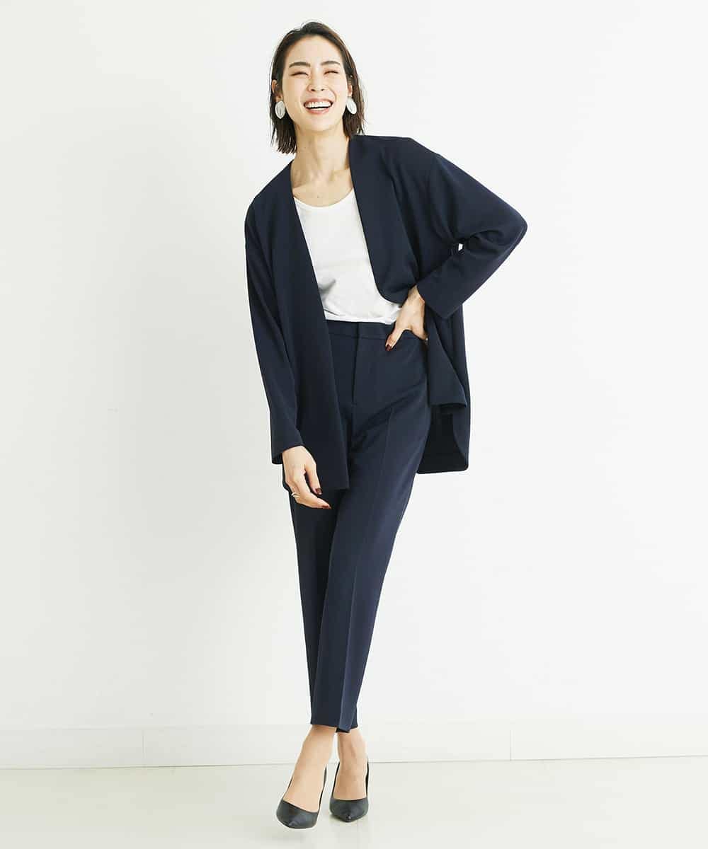 セットアップ対応 洗える ノーカラーロングジャケット ノーカラージャケット Michel Klein ミッシェルクラン イトキンオンラインストア