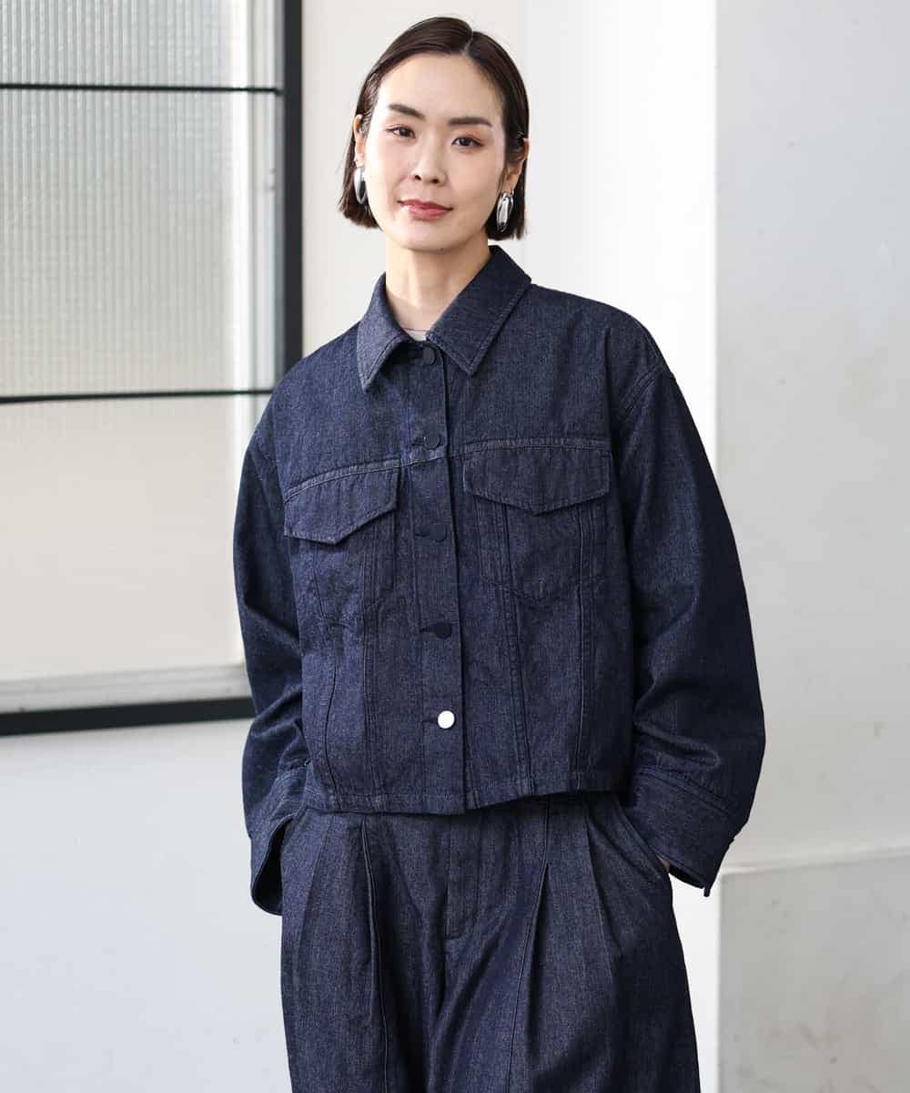 FMJGD01490 MICHEL KLEIN(ミッシェルクラン) [セットアップ対応]デニムダブルポケットブルゾン ネイビー