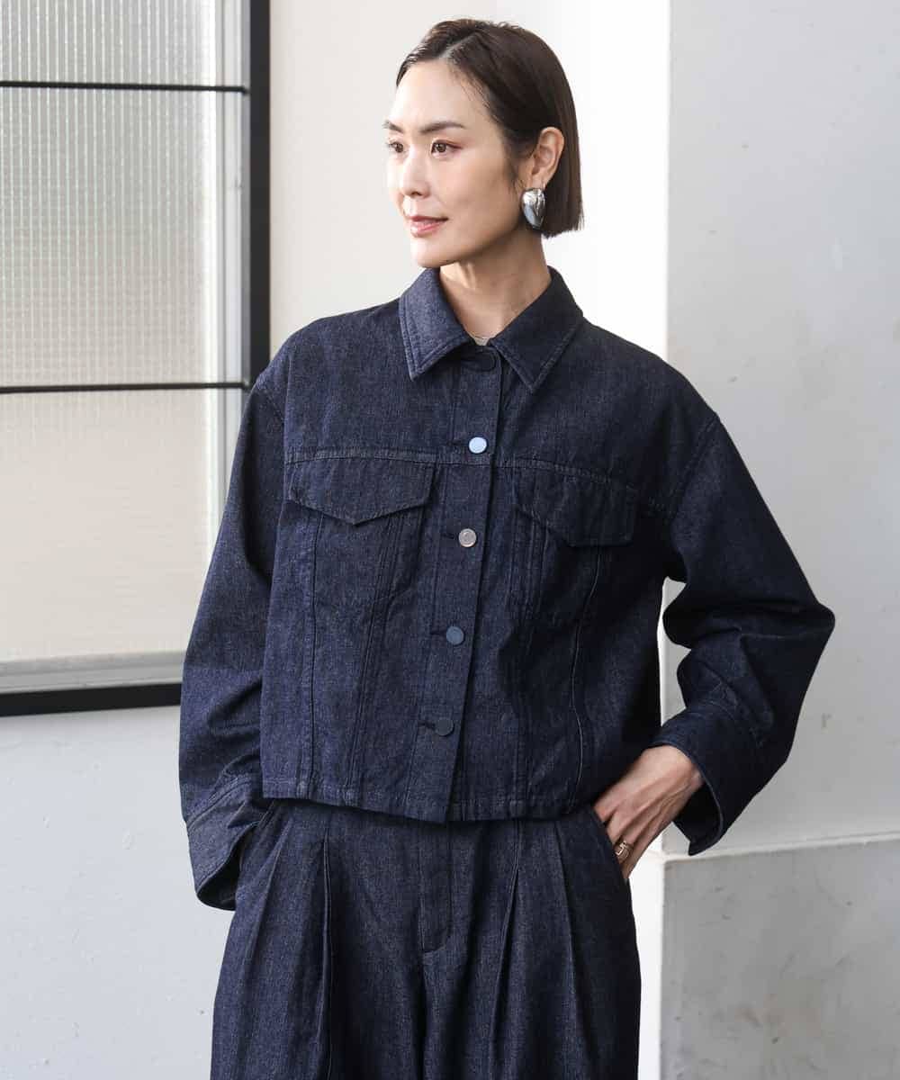 FMJGD01490 MICHEL KLEIN(ミッシェルクラン) [セットアップ対応]デニムダブルポケットブルゾン ネイビー