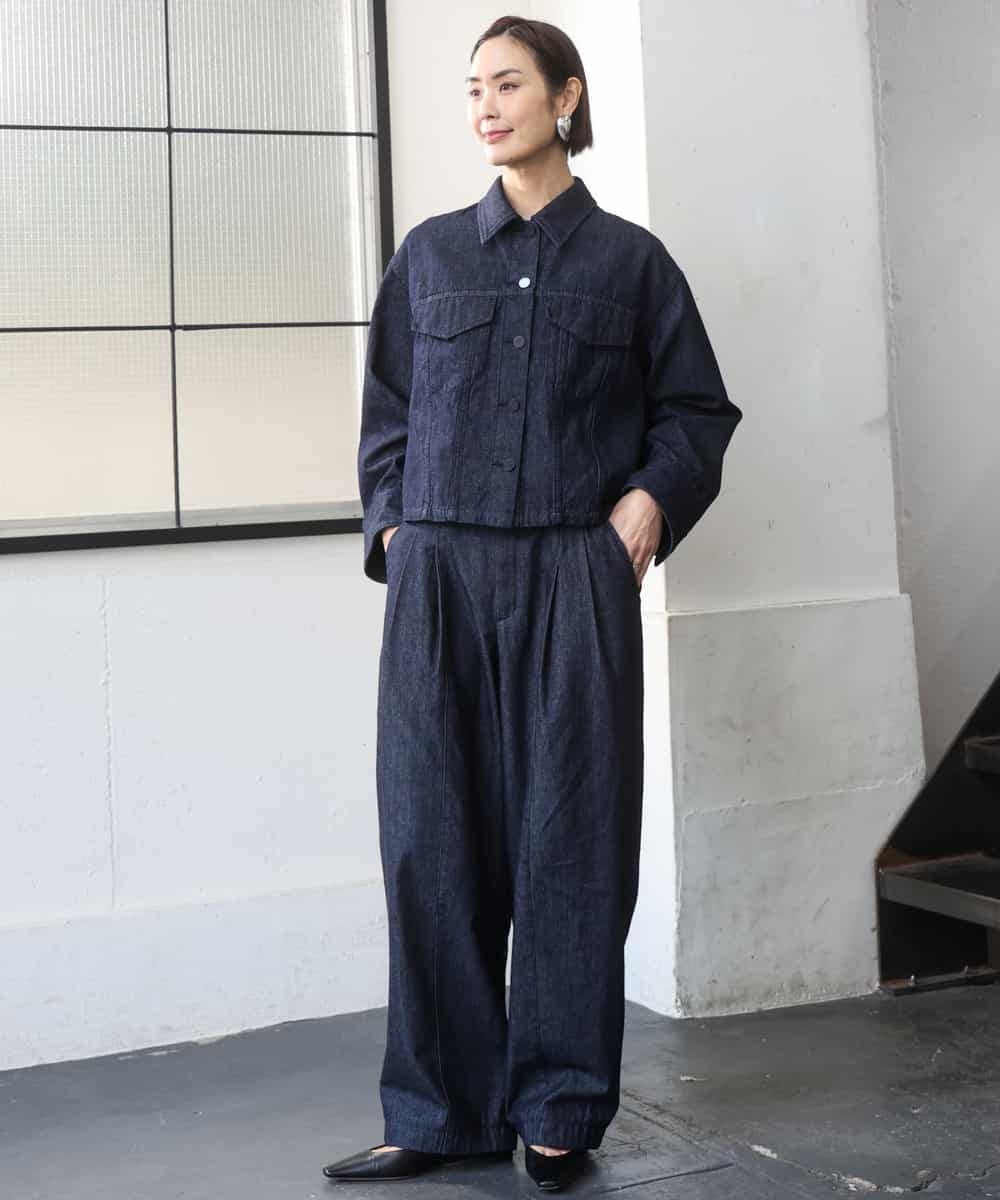 FMJGD01490 MICHEL KLEIN(ミッシェルクラン) [セットアップ対応]デニムダブルポケットブルゾン ネイビー