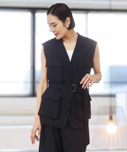 FMJGD05390 MICHEL KLEIN [セットアップ対応]ツイードライク フィッシャーマンジレ