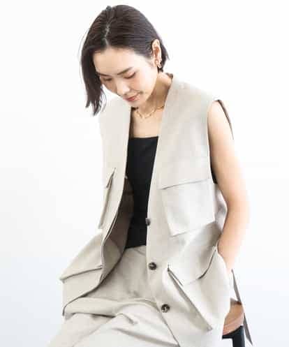 FMJGD05390 MICHEL KLEIN [セットアップ対応]ツイードライク フィッシャーマンジレ