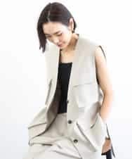 FMJGD05390 MICHEL KLEIN(ミッシェルクラン) [セットアップ対応]ツイードライク フィッシャーマンジレ ベージュ