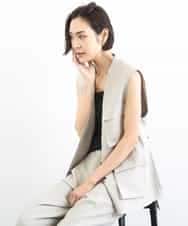 FMJGD05390 MICHEL KLEIN(ミッシェルクラン) [セットアップ対応]ツイードライク フィッシャーマンジレ ベージュ