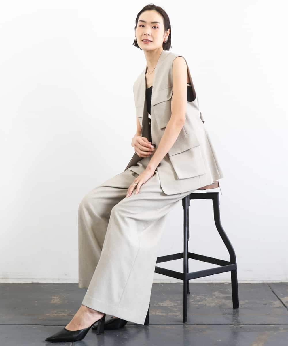 FMJGD05390 MICHEL KLEIN(ミッシェルクラン) [セットアップ対応]ツイードライク フィッシャーマンジレ ベージュ