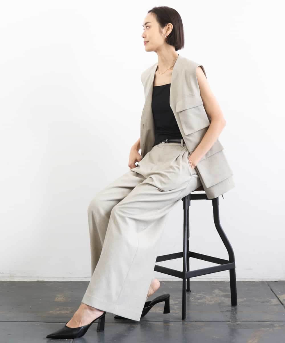 FMJGD05390 MICHEL KLEIN(ミッシェルクラン) [セットアップ対応]ツイードライク フィッシャーマンジレ ベージュ