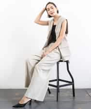 FMJGD05390 MICHEL KLEIN(ミッシェルクラン) [セットアップ対応]ツイードライク フィッシャーマンジレ ベージュ