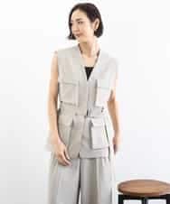 FMJGD05390 MICHEL KLEIN(ミッシェルクラン) [セットアップ対応]ツイードライク フィッシャーマンジレ ベージュ