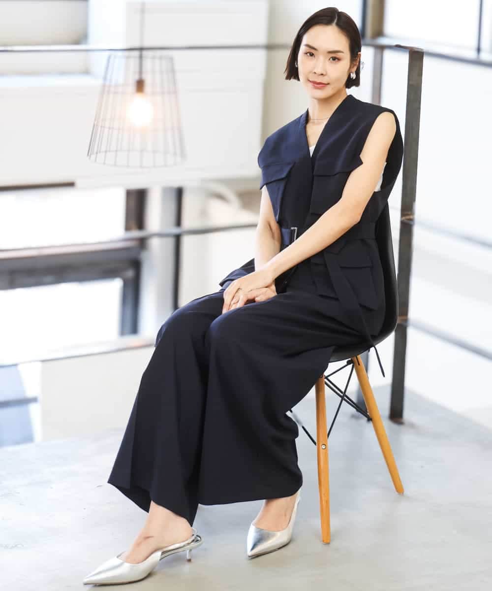 FMJGD05390 MICHEL KLEIN(ミッシェルクラン) [セットアップ対応]ツイードライク フィッシャーマンジレ ベージュ