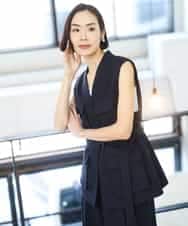 FMJGD05390 MICHEL KLEIN(ミッシェルクラン) [セットアップ対応]ツイードライク フィッシャーマンジレ ベージュ