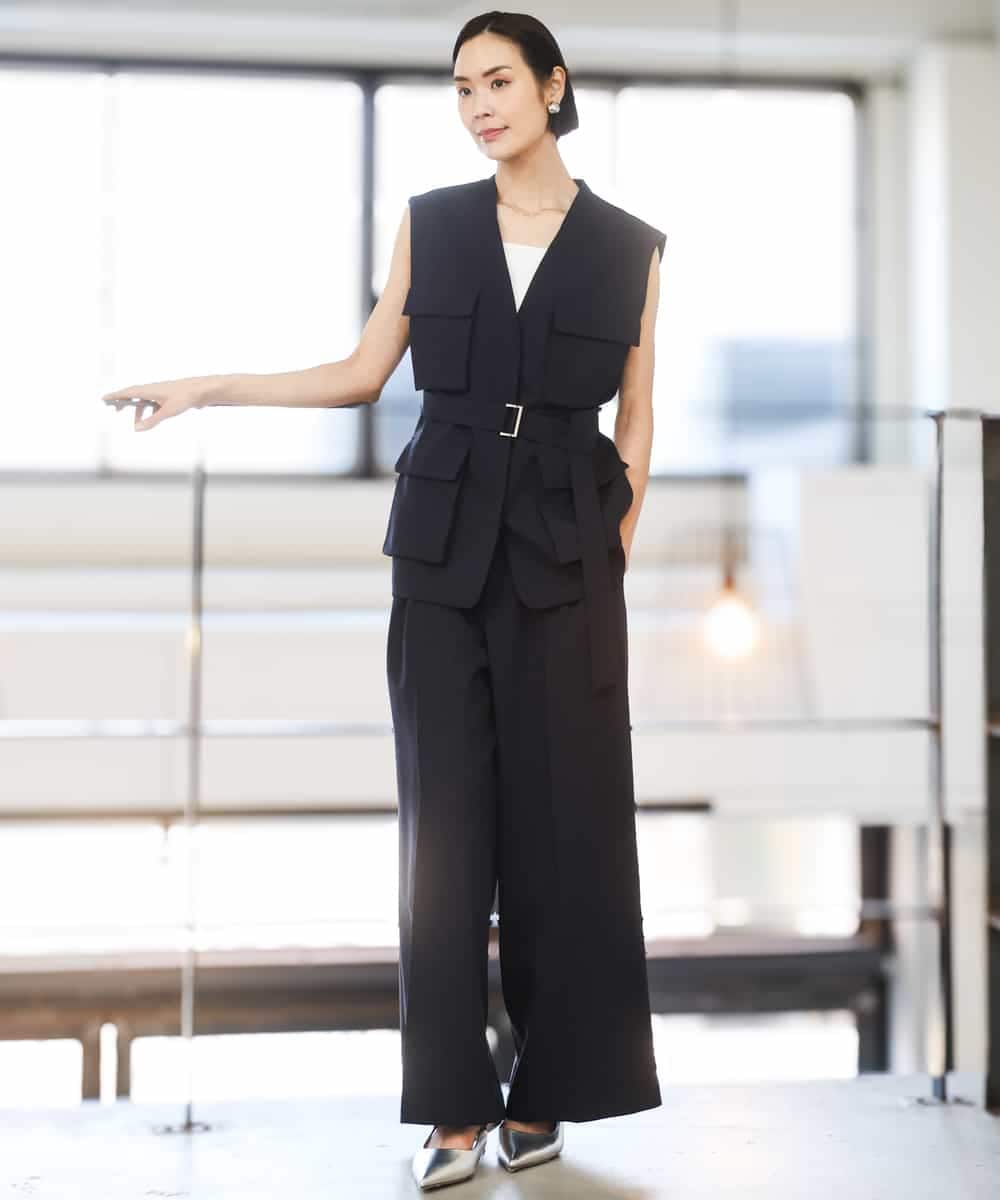 FMJGD05390 MICHEL KLEIN(ミッシェルクラン) [セットアップ対応]ツイードライク フィッシャーマンジレ ベージュ