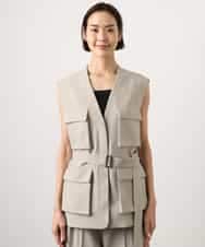 FMJGD05390 MICHEL KLEIN(ミッシェルクラン) [セットアップ対応]ツイードライク フィッシャーマンジレ ベージュ