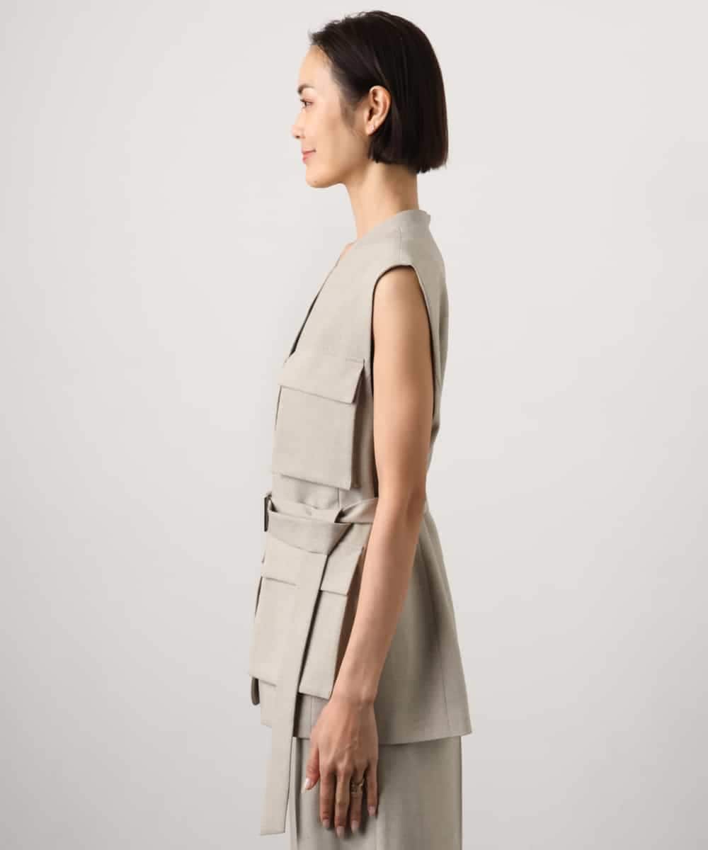 FMJGD05390 MICHEL KLEIN(ミッシェルクラン) [セットアップ対応]ツイードライク フィッシャーマンジレ ベージュ