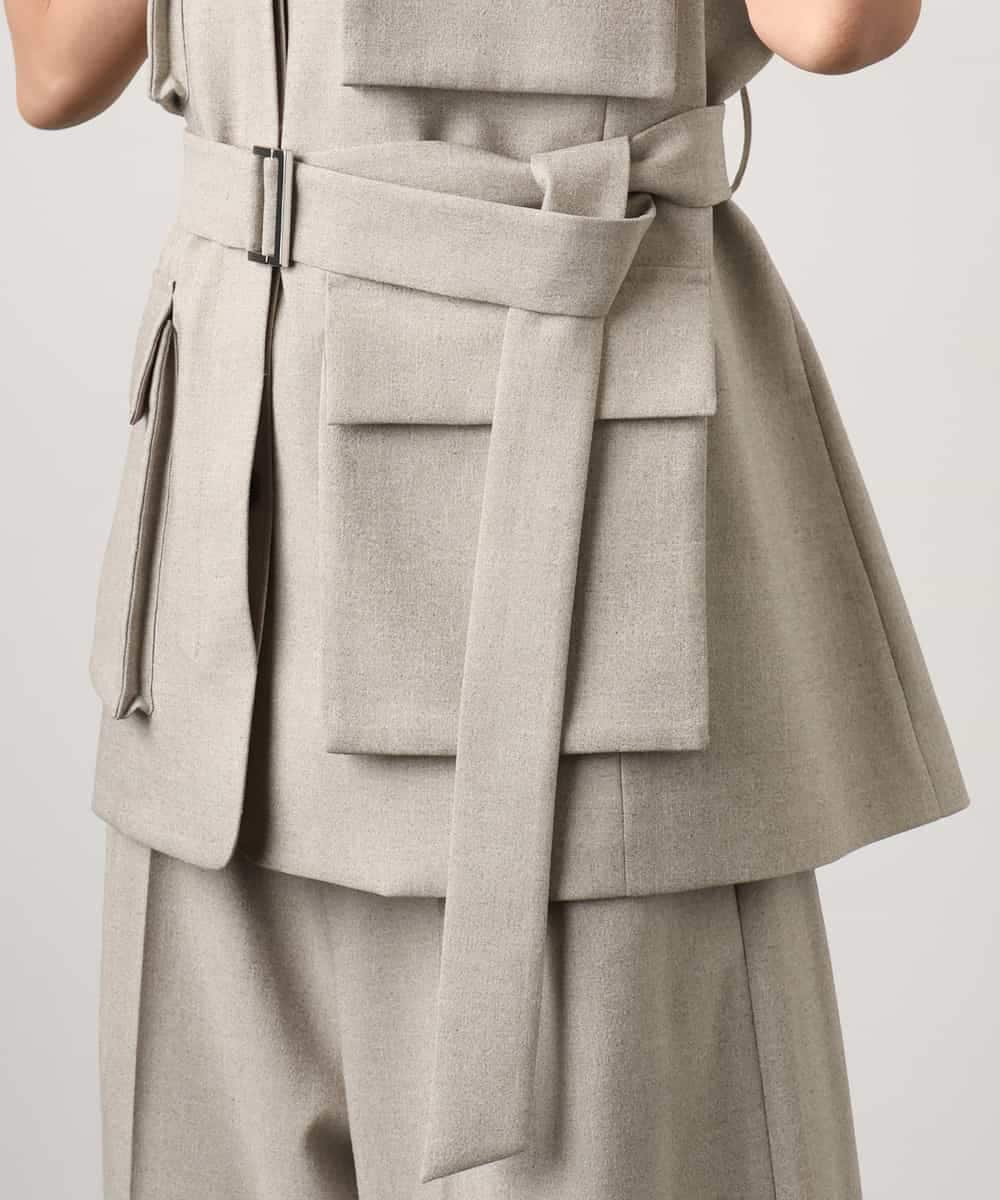 FMJGD05390 MICHEL KLEIN(ミッシェルクラン) [セットアップ対応]ツイードライク フィッシャーマンジレ ベージュ