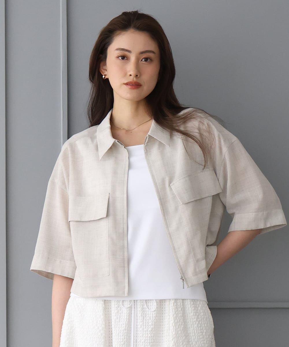 FMJGD11290 MICHEL KLEIN(ミッシェルクラン) シアーシャツブルゾン ベージュ