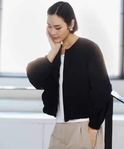 FMJGD12380 MICHEL KLEIN ナイロンペーパー ノーカラーブルゾン