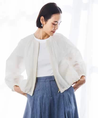 FMJGD12380 MICHEL KLEIN ナイロンペーパー ノーカラーブルゾン