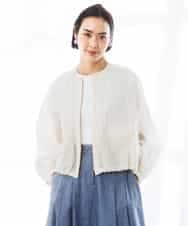 FMJGD12380 MICHEL KLEIN(ミッシェルクラン) ナイロンペーパー ノーカラーブルゾン ホワイト