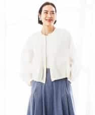 FMJGD12380 MICHEL KLEIN(ミッシェルクラン) ナイロンペーパー ノーカラーブルゾン ホワイト