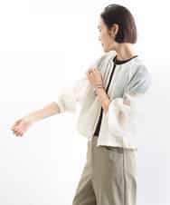 FMJGD12380 MICHEL KLEIN(ミッシェルクラン) ナイロンペーパー ノーカラーブルゾン ホワイト