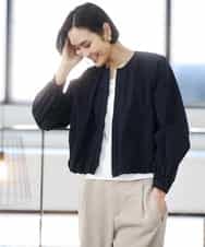 FMJGD12380 MICHEL KLEIN(ミッシェルクラン) ナイロンペーパー ノーカラーブルゾン ホワイト