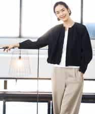 FMJGD12380 MICHEL KLEIN(ミッシェルクラン) ナイロンペーパー ノーカラーブルゾン ホワイト