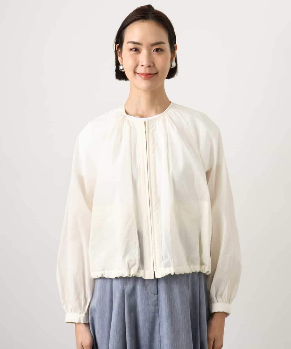 FMJGD12380 MICHEL KLEIN(ミッシェルクラン) ナイロンペーパー ノーカラーブルゾン ホワイト