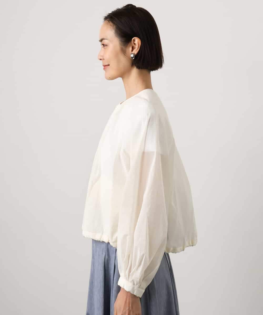 FMJGD12380 MICHEL KLEIN(ミッシェルクラン) ナイロンペーパー ノーカラーブルゾン ホワイト