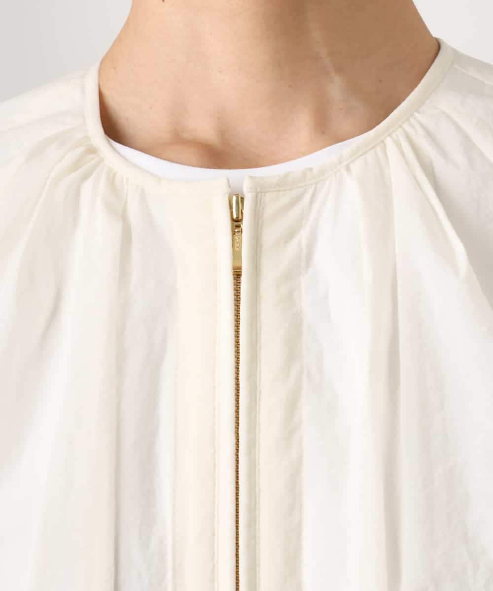 FMJGD12380 MICHEL KLEIN(ミッシェルクラン) ナイロンペーパー ノーカラーブルゾン ホワイト