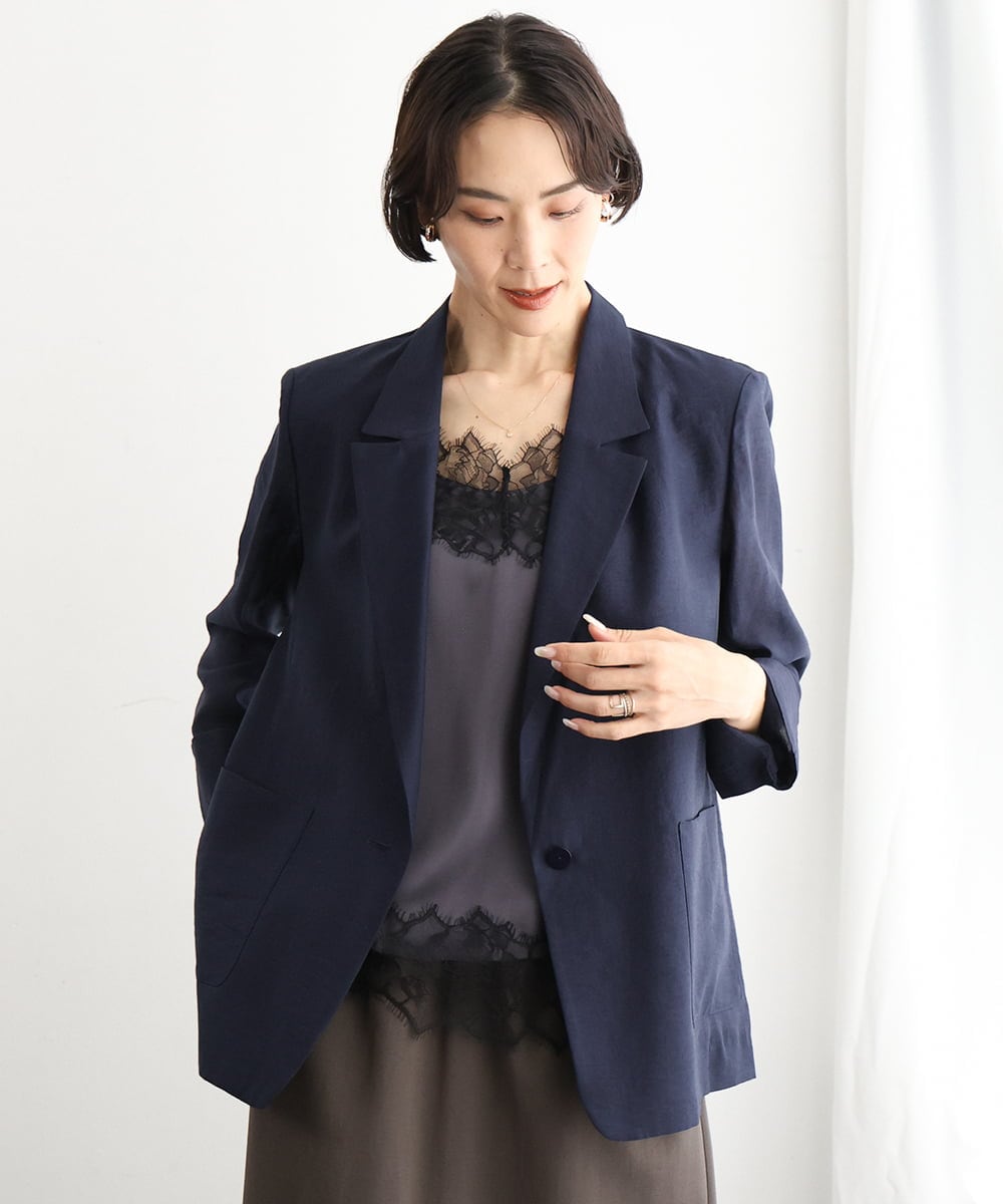 FMJGD21330 MICHEL KLEIN(ミッシェルクラン) リラクシーテーラードジャケット ネイビー