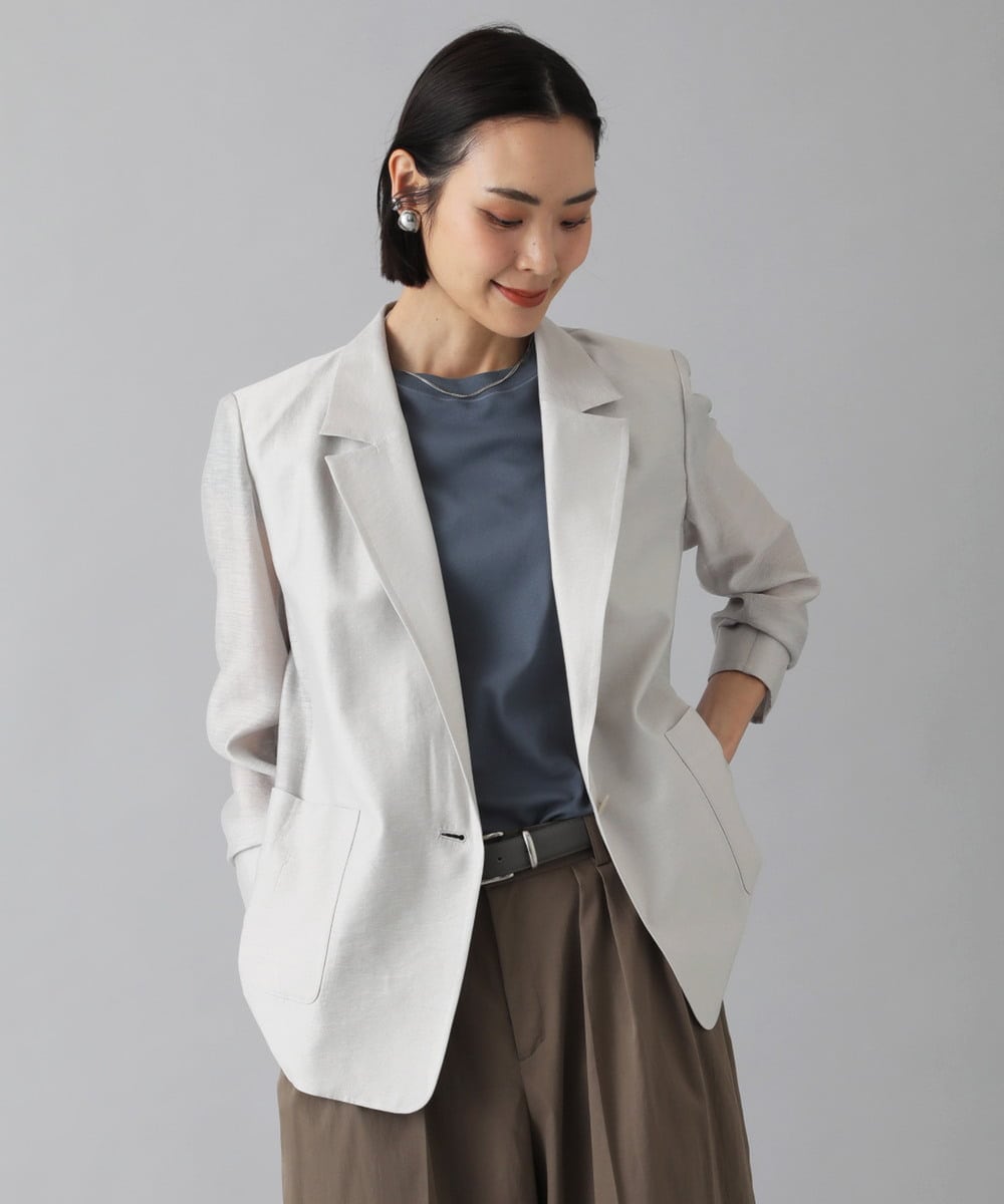 FMJGD21330 MICHEL KLEIN(ミッシェルクラン) リラクシ―テーラードジャケット ライトグレー