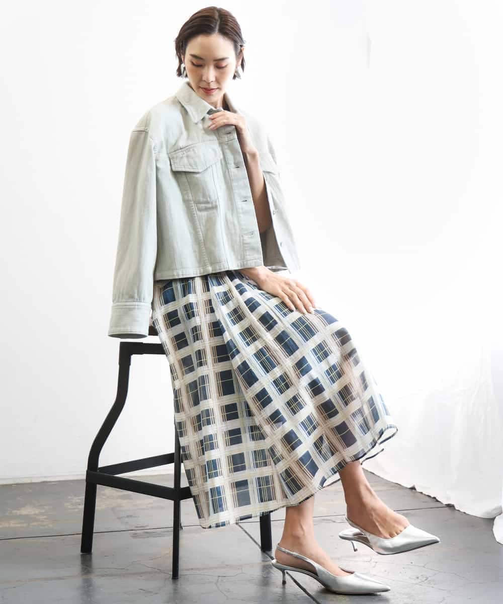 FMJGE01490 MICHEL KLEIN(ミッシェルクラン) [セットアップ対応]デニムダブルポケットブルゾン ライトグレー