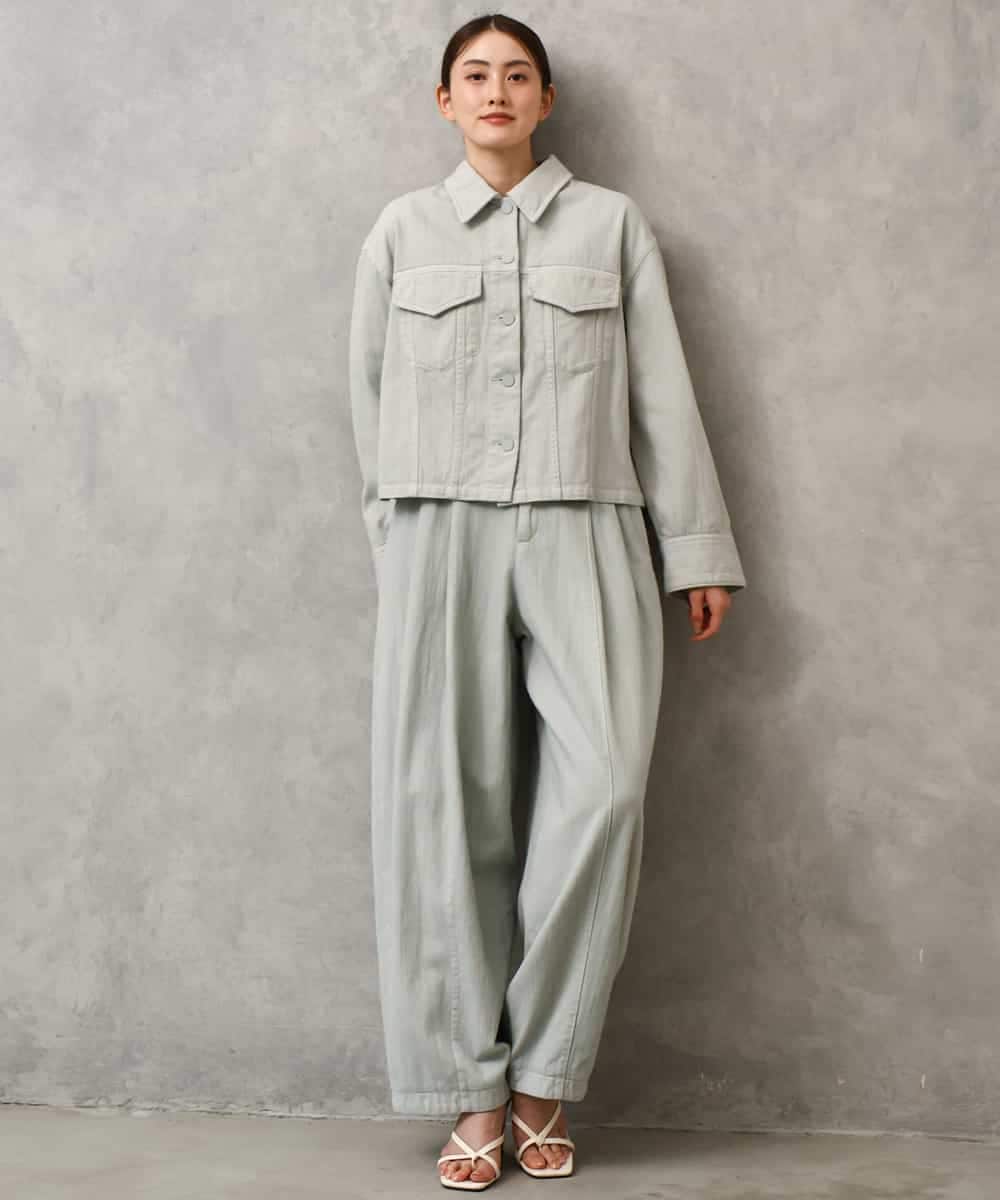 FMJGE01490 MICHEL KLEIN(ミッシェルクラン) [セットアップ対応]デニムダブルポケットブルゾン ライトグレー