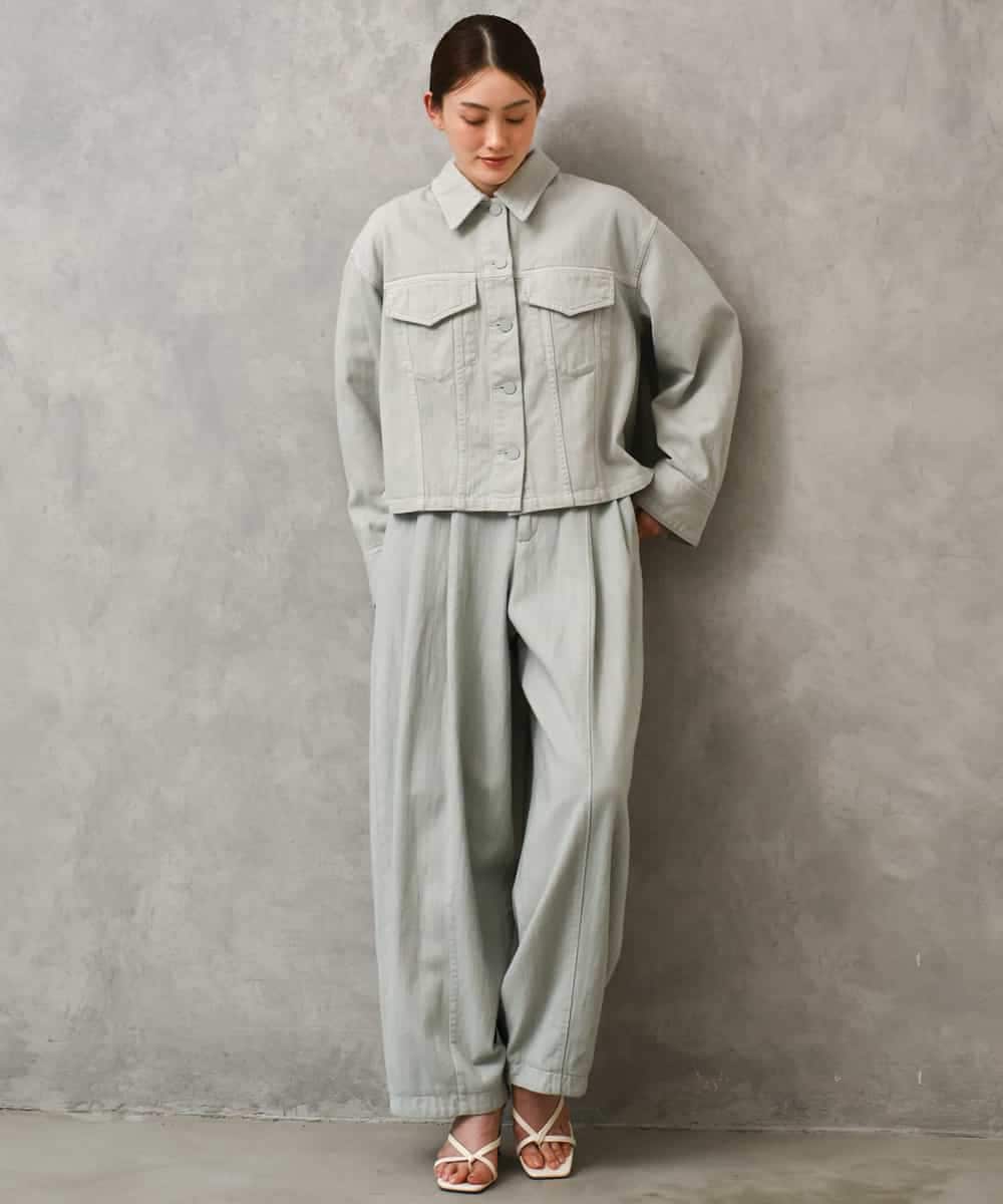 FMJGE01490 MICHEL KLEIN(ミッシェルクラン) [セットアップ対応]デニムダブルポケットブルゾン ライトグレー