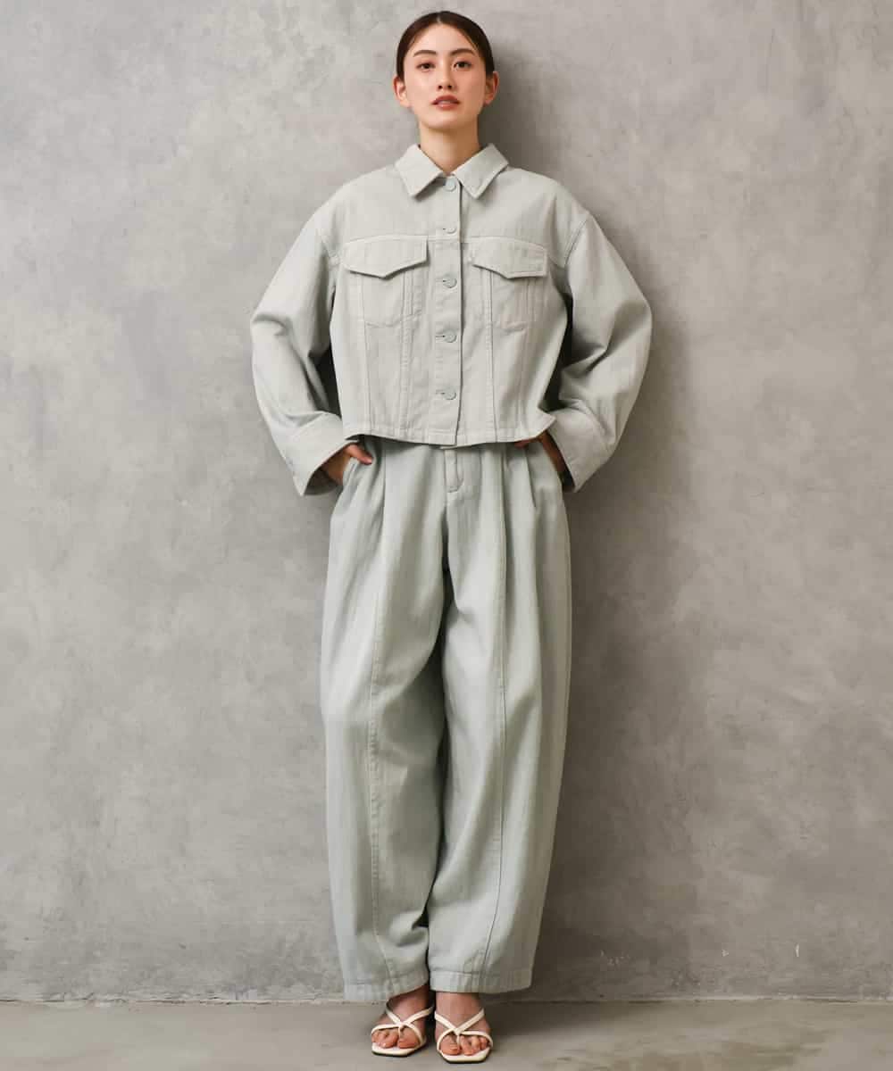 FMJGE01490 MICHEL KLEIN(ミッシェルクラン) [セットアップ対応]デニムダブルポケットブルゾン ライトグレー