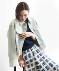 FMJGE01490 MICHEL KLEIN(ミッシェルクラン) [セットアップ対応]デニムダブルポケットブルゾン ライトグレー