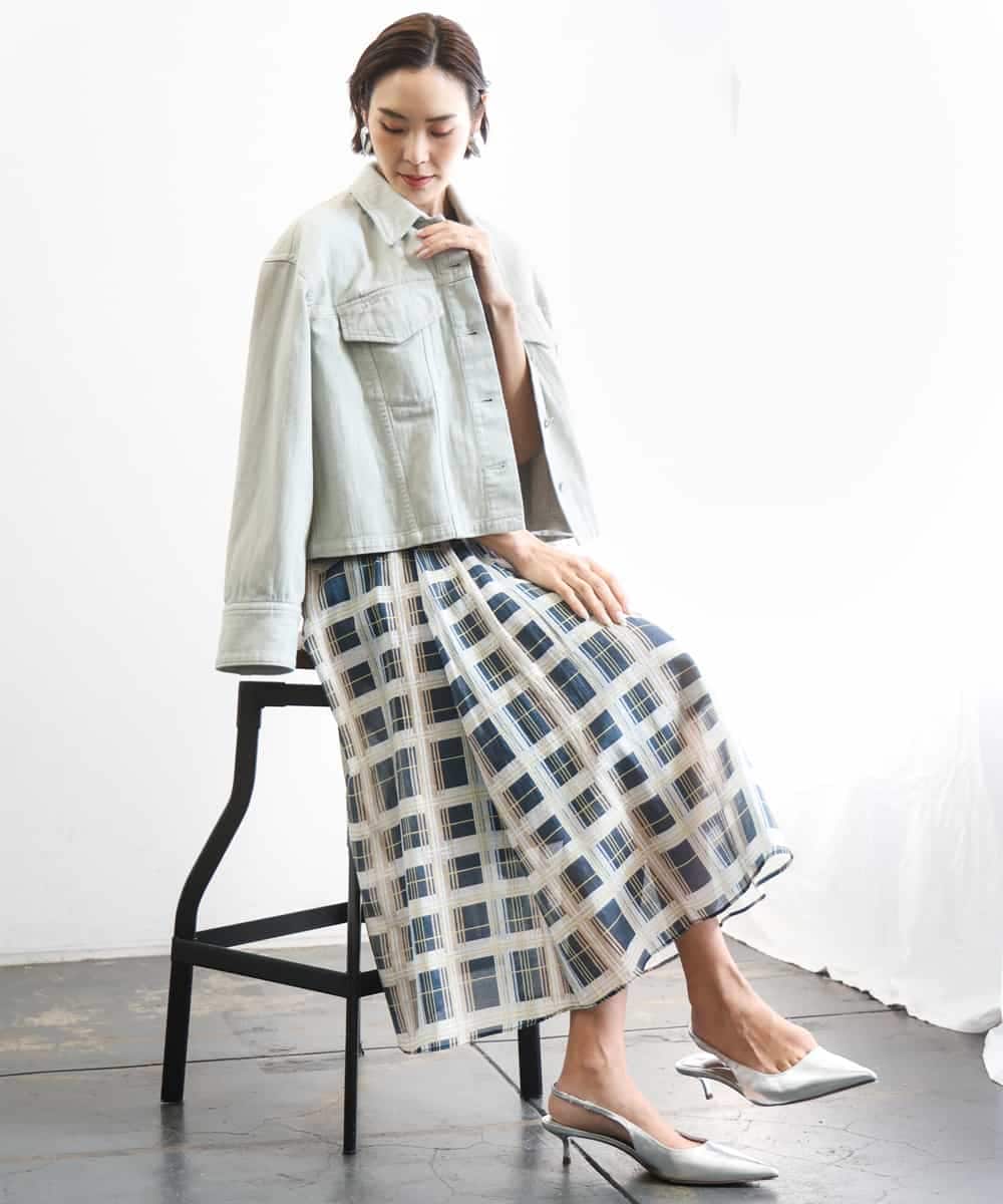 FMJGE01490 MICHEL KLEIN(ミッシェルクラン) [セットアップ対応]デニムダブルポケットブルゾン ライトグレー