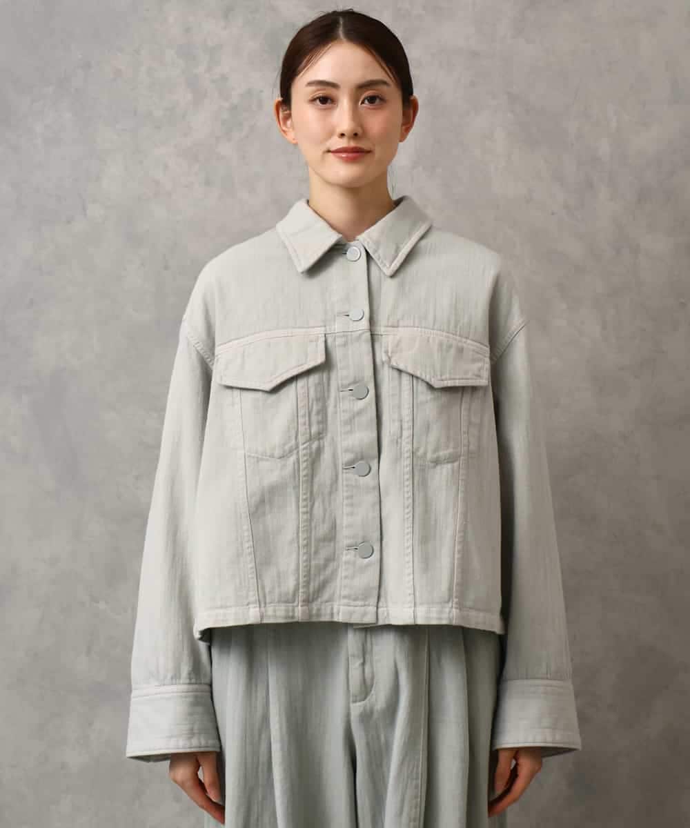 FMJGE01490 MICHEL KLEIN(ミッシェルクラン) [セットアップ対応]デニムダブルポケットブルゾン ライトグレー