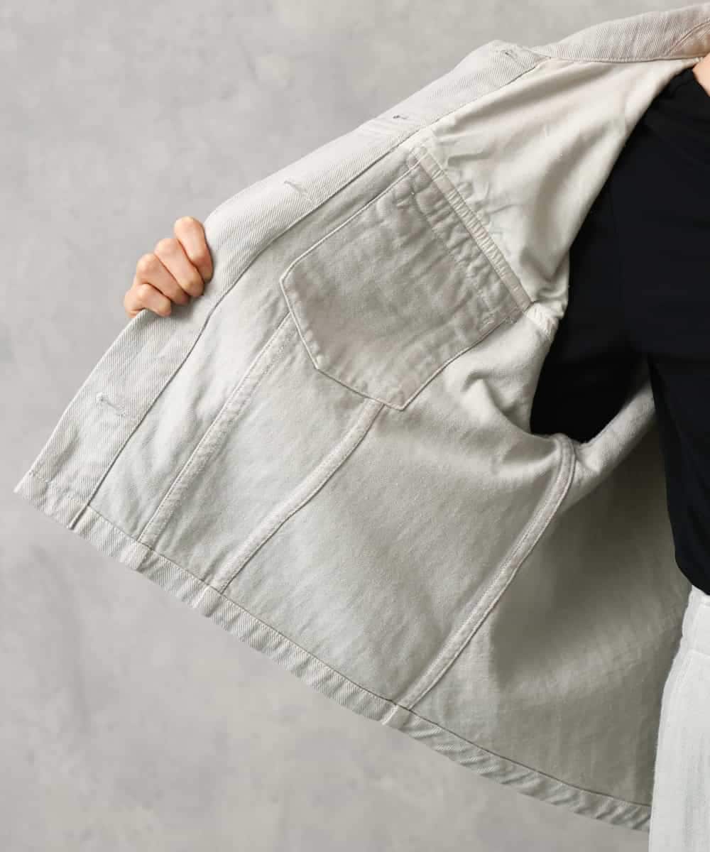 FMJGE01490 MICHEL KLEIN(ミッシェルクラン) [セットアップ対応]デニムダブルポケットブルゾン ライトグレー