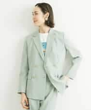 FMJGS27330 MICHEL KLEIN(ミッシェルクラン) [セットアップ対応]アイアスストレッチダブルブレストジャケット(背抜き) グリーン(30)