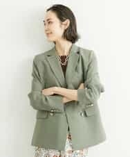 FMJGS27330 MICHEL KLEIN(ミッシェルクラン) [セットアップ対応]アイアスストレッチダブルブレストジャケット(背抜き) カーキ(36)