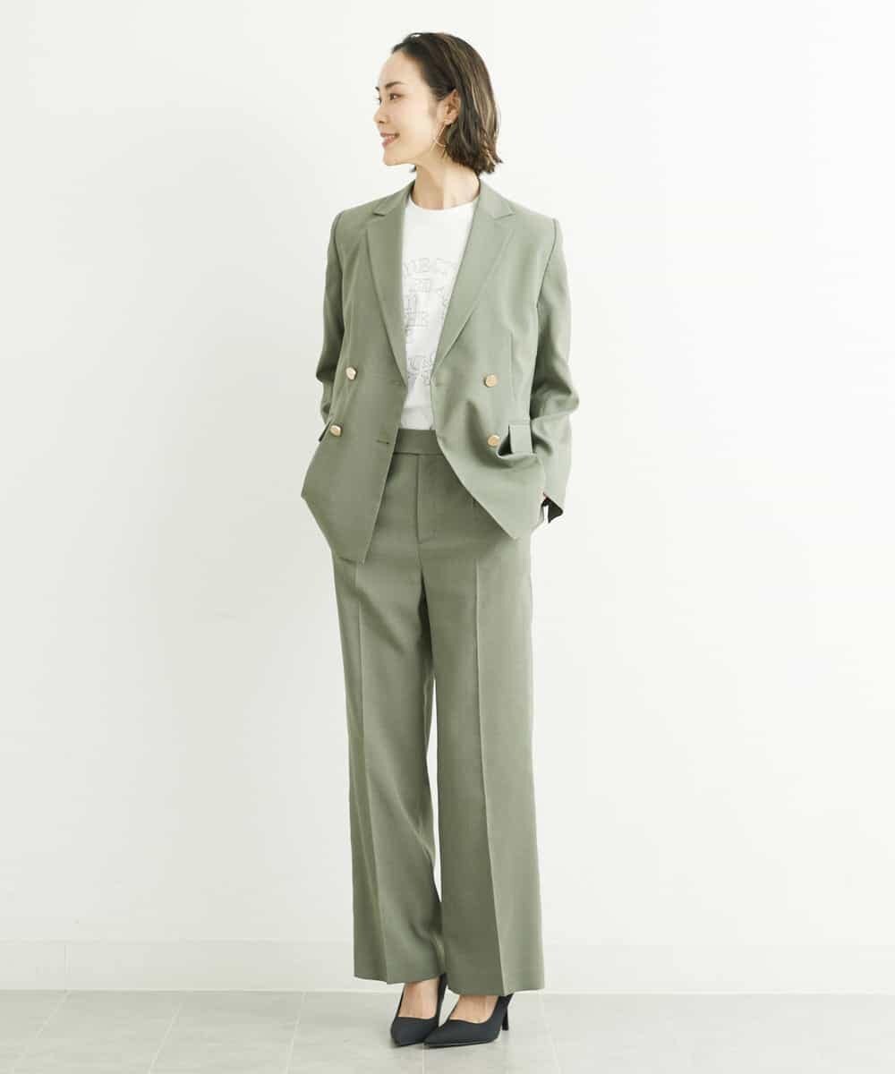 FMJGS27330 MICHEL KLEIN(ミッシェルクラン) [セットアップ対応]アイアスストレッチダブルブレストジャケット(背抜き) カーキ(36)